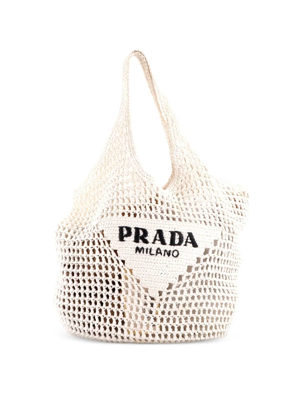 Prada Pre-Owned Triangle Logo Tote Raffia Small bucket bag - Toni neutri