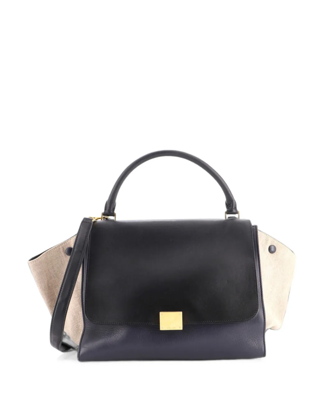 Celine Pre-Owned Mittelgroße Trapeze Satchel-Tasche aus Leder mit Canvas - Schwarz