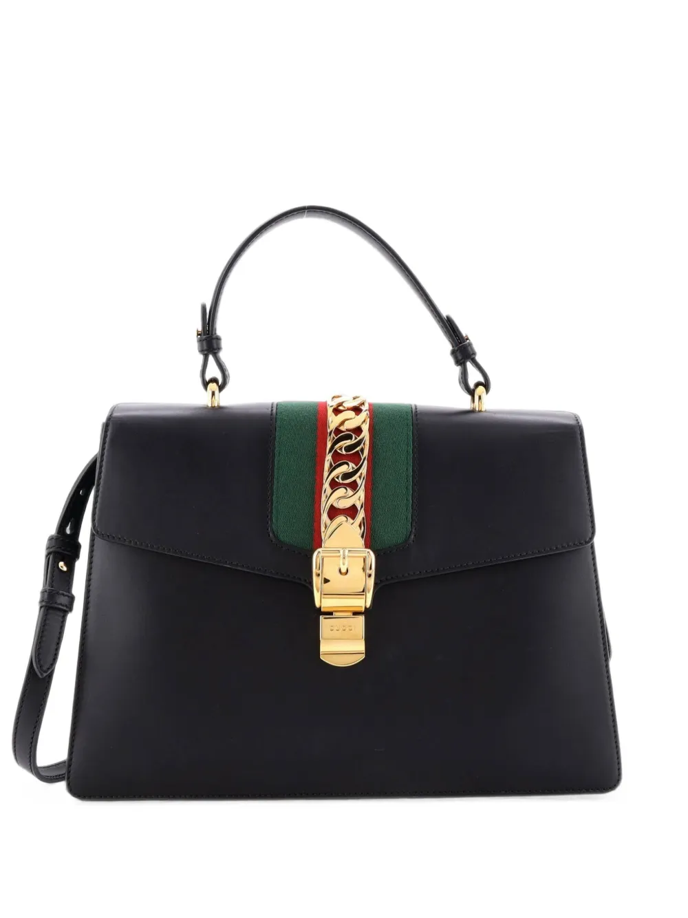 Gucci Pre-Owned sac à main Sylvie médium en cuir - Noir Gucci Pre-Owned sac à main Sylvie médium en cuir - Noir