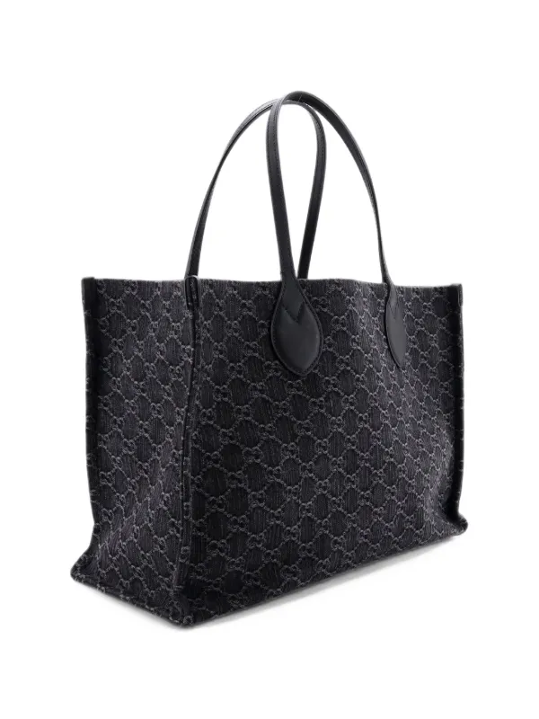 【値下げ美品】GUCCI グッチ オフィディア GGデニム×レザー トートバッグ Gucci Pre-Owned オフィディア ショッパー GG デニム ラージ トート