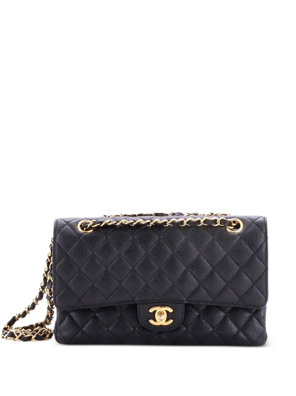 CHANEL Pre-Owned Classic Double Flap Bag Quilted Caviar Medium shoulder bag - Nero
