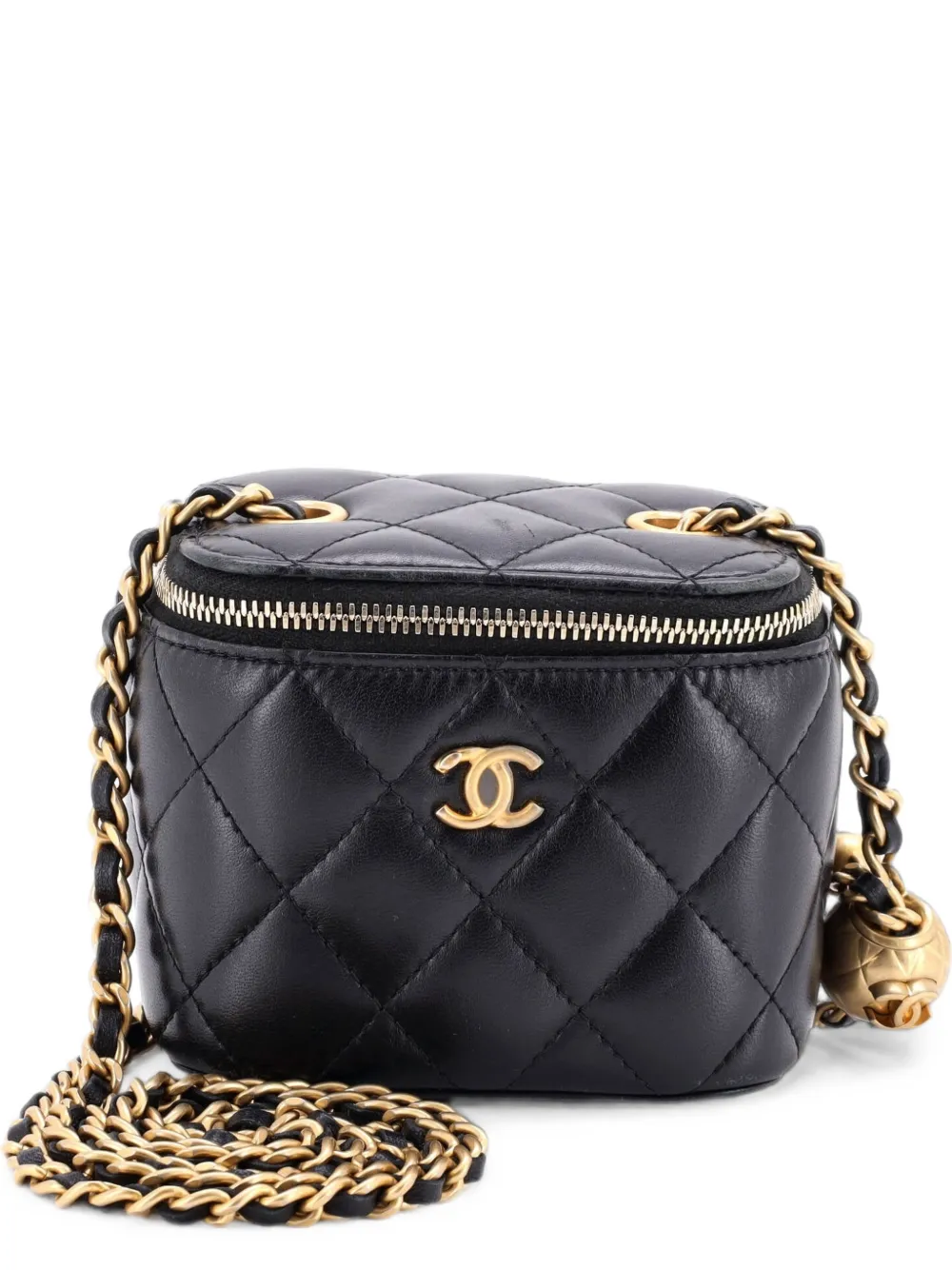 CHANEL Pre-Owned Pearl Crush Vanity Case with Chain Quilted Lambskin Mini clutch bag - Nero