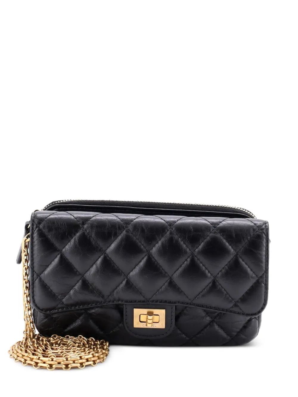 CHANEL Pre-Owned Reissue 2.55 Flap Phone Holder with Chain Quilted Aged Calfskin shoulder bag - Nero