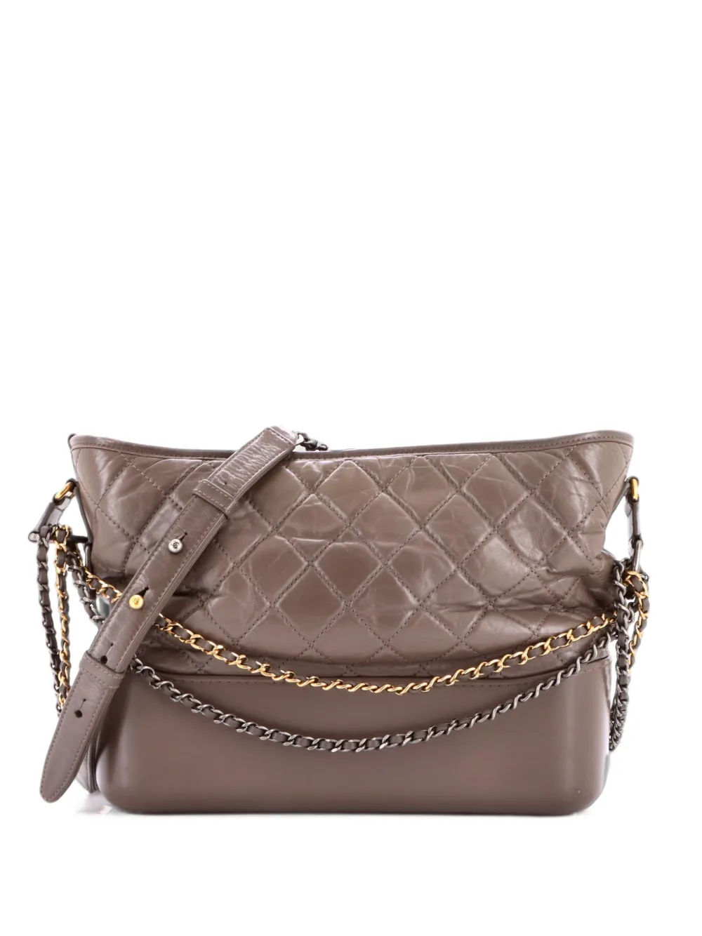 CHANEL Pre-Owned Gabrielle Quilted Aged Calfskin Medium hobo bag - Grigio