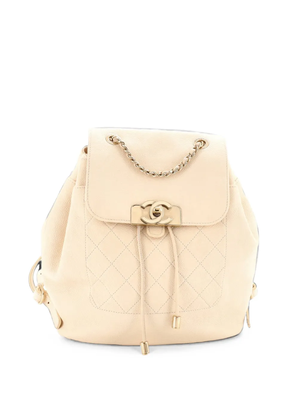 CHANEL Pre-Owned sac à dos en cuir caviar matelassé Data Center CC Flap - Tons neutres CHANEL Pre-Owned sac à dos en cuir caviar matelassé Data Center CC Flap - Tons neutres