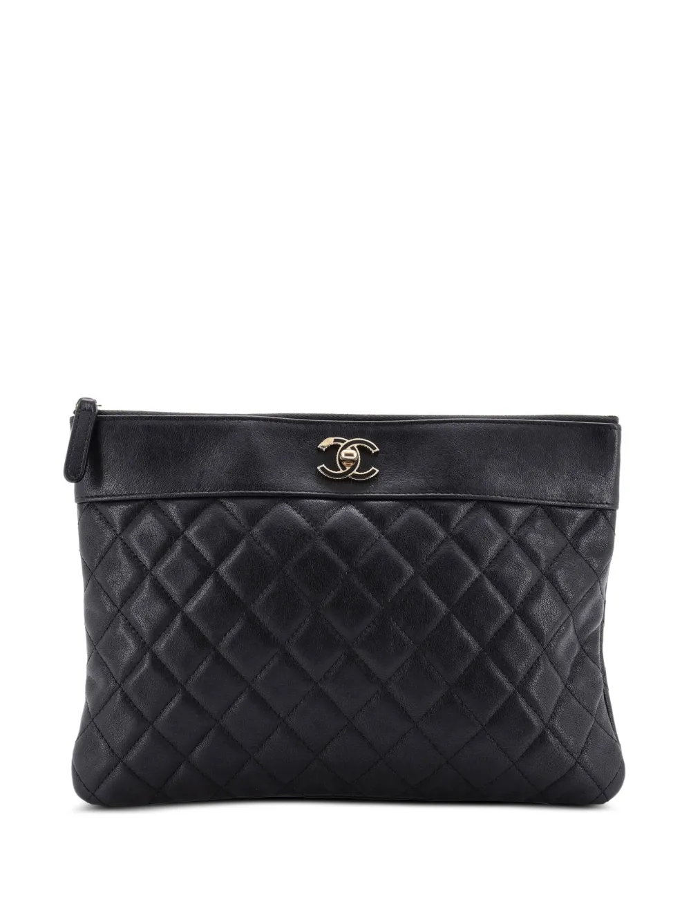 CHANEL Pre-Owned Mademoiselle O Case Quilted Sheepskin Medium clutch bag - Nero