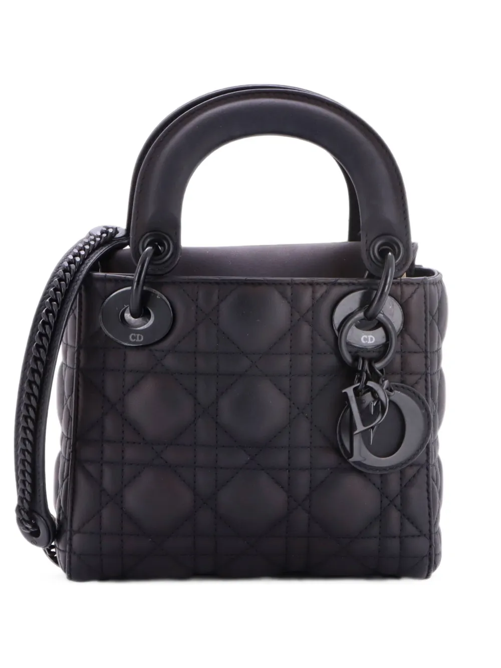 Christian Dior Pre-Owned Ultra Matte Lady Dior Chain Bag Cannage Quilt Calfskin Mini shoulder bag - Black