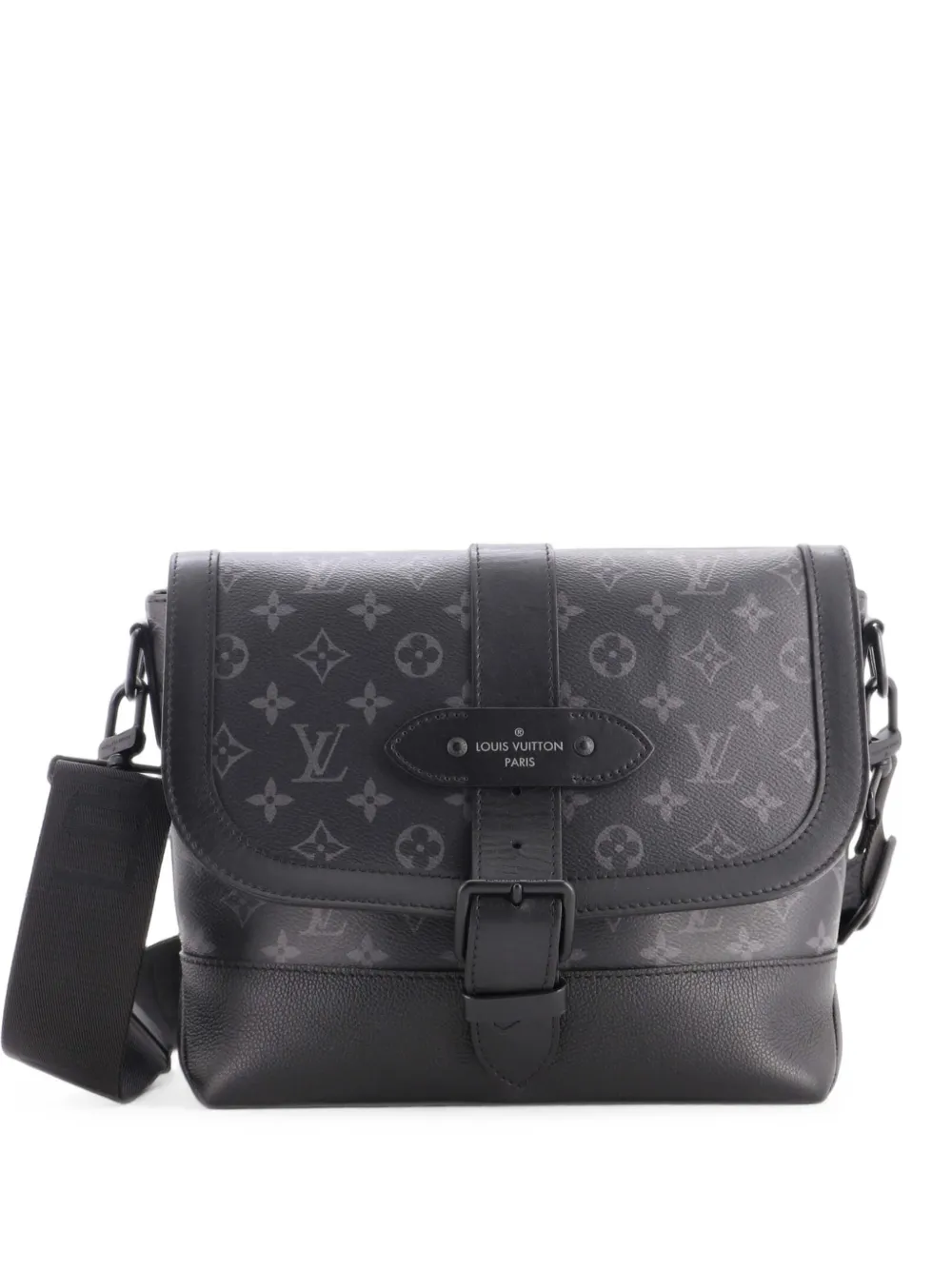 Louis Vuitton Pre-Owned Saumur Messenger Bag Monogram Eclipse and Leather crossbody bag - Nero
