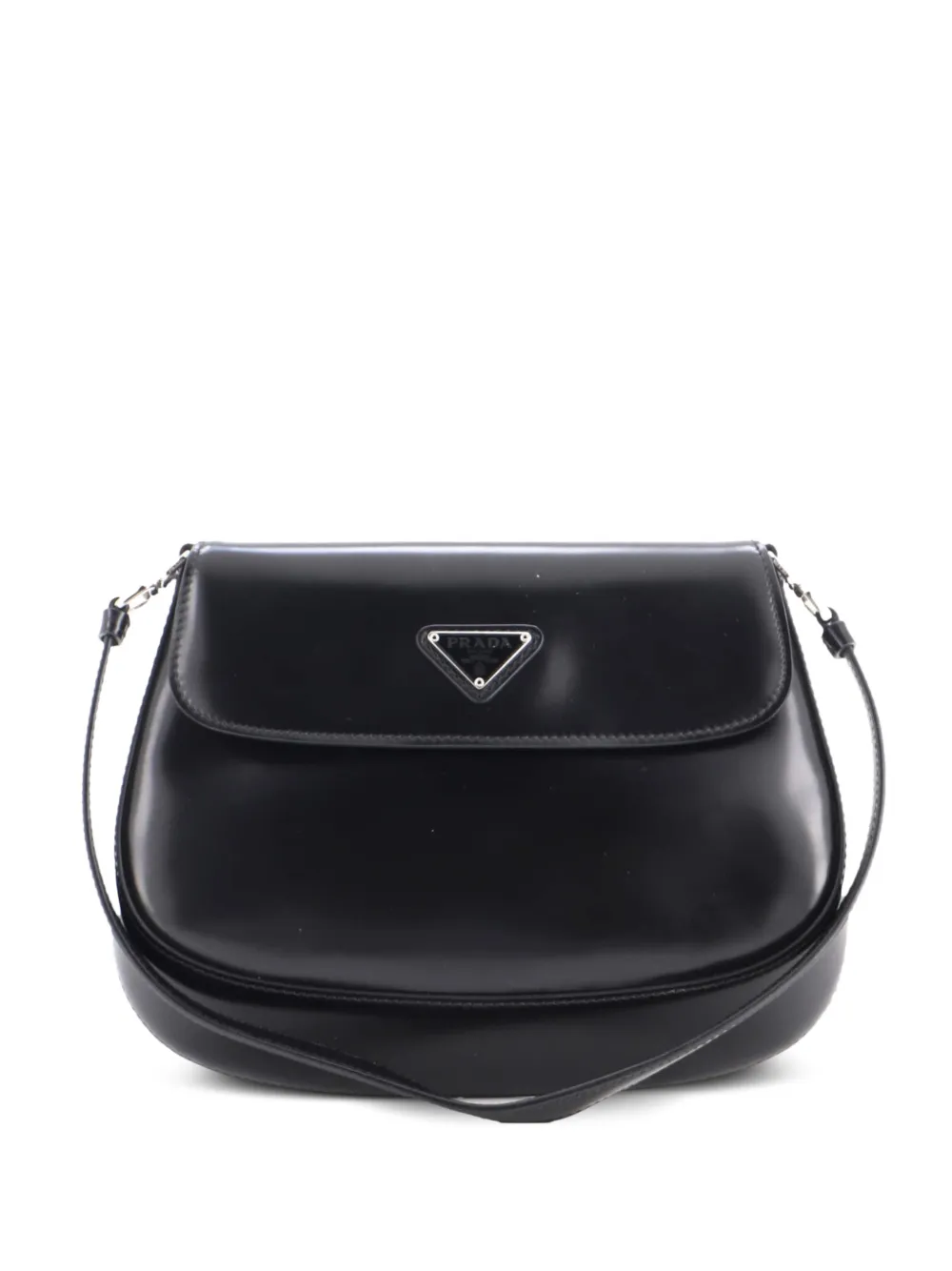Prada Pre-Owned Cleo Flap Shoulder Bag Spazzolato Leather Small hobo bag - Nero