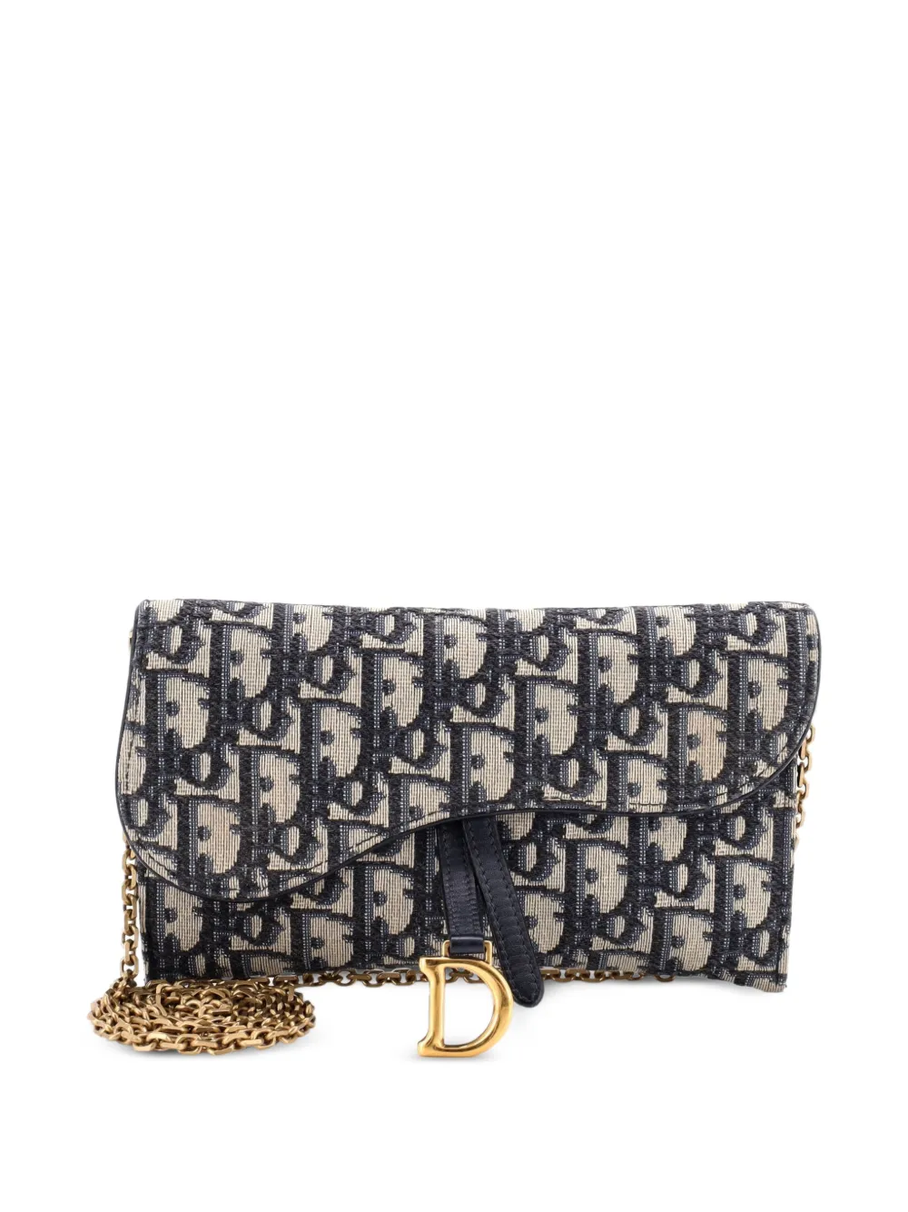 Christian Dior Pre-Owned Oblique Canvas-Umhängetasche mit Kettenriemen - Blau
