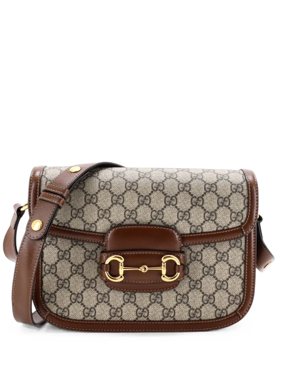 Gucci Pre-Owned Horsebit 1955 Shoulder Bag GG Coated Canvas with Leather Small crossbody bag - Marrone