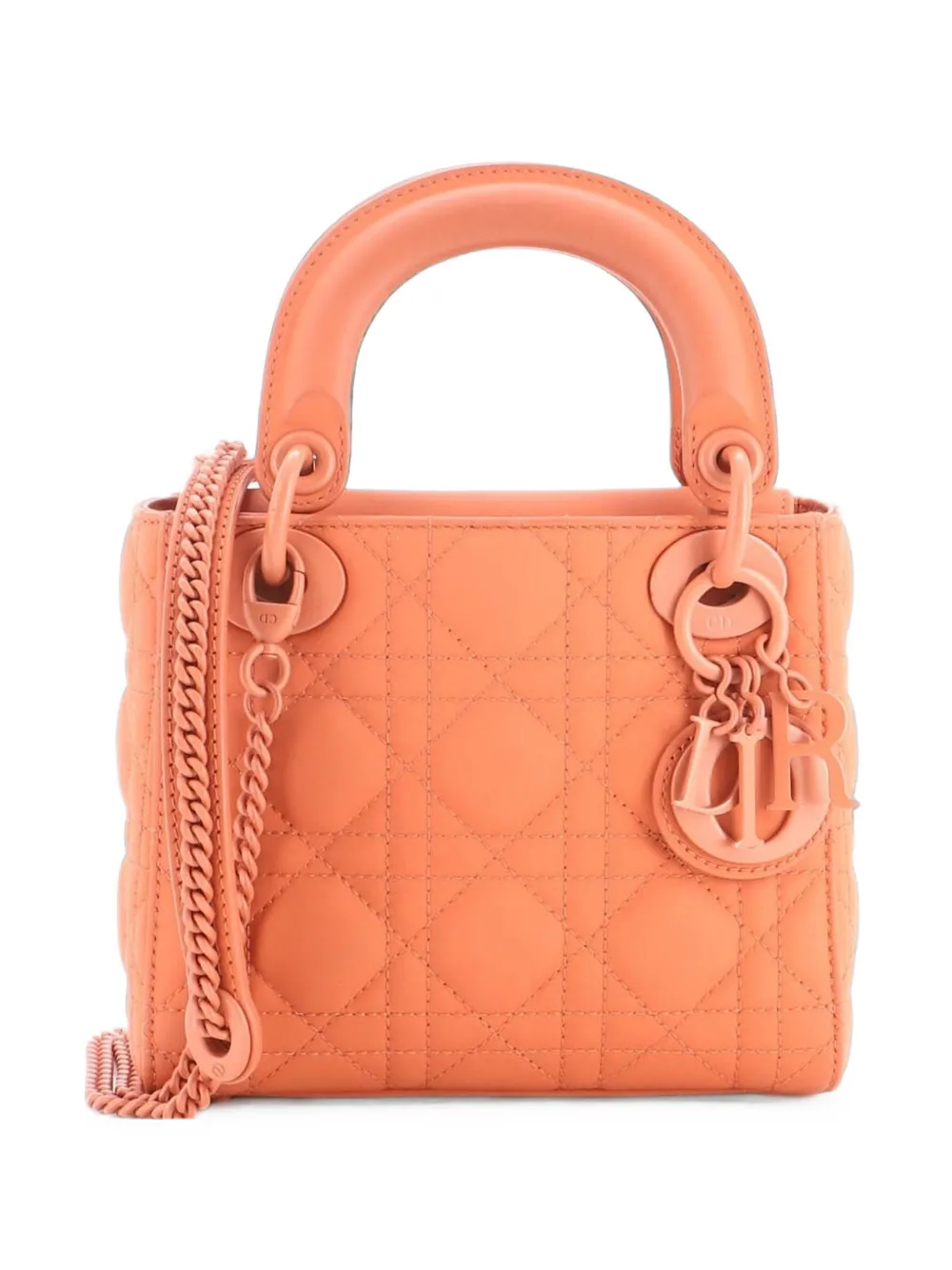 Christian Dior Pre-Owned Ultra Matte Lady Dior Chain Bag Cannage Quilt Calfskin Mini shoulder bag - Arancione