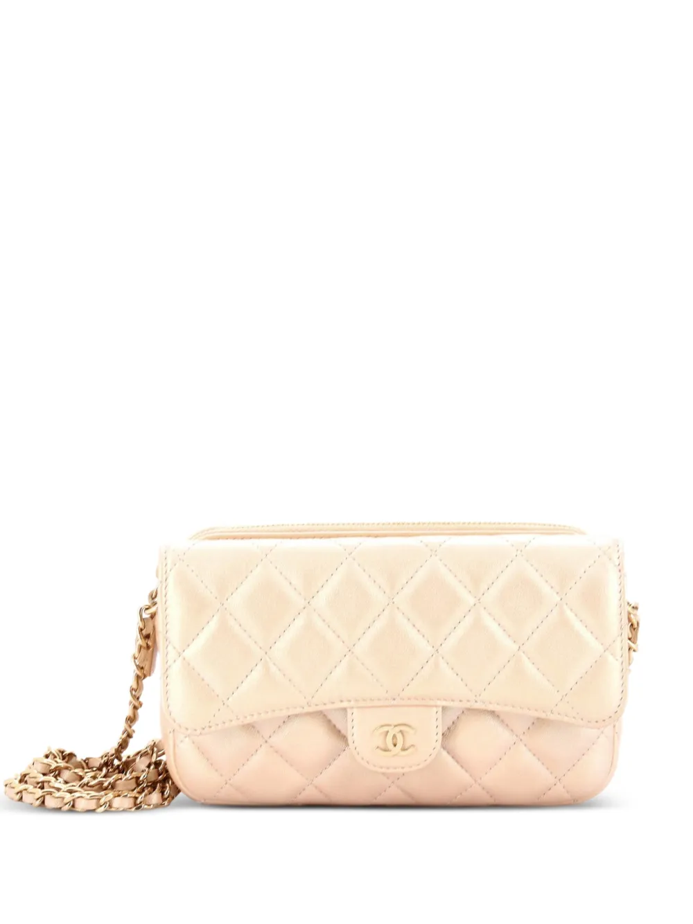 CHANEL Pre-Owned Classic Flap Phone Holder with Chain Quilted Lambskin crossbody bag - Toni neutri