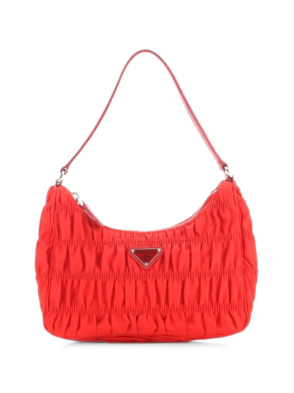 Prada Pre-Owned Tessuto Gaufre with Saffiano Mini hobo bag - Rosso