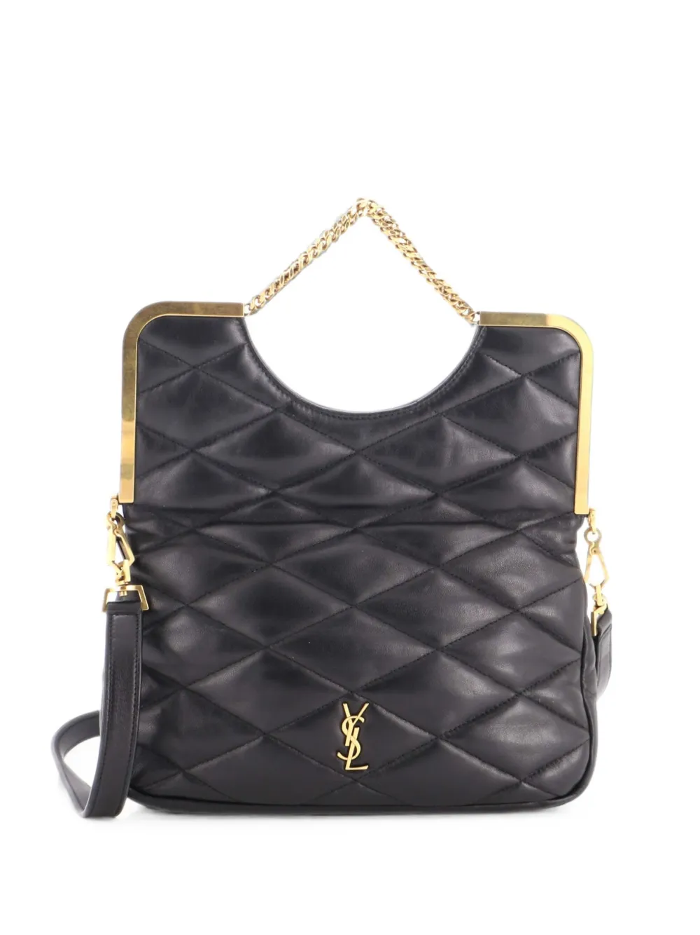 Saint Laurent Pre-Owned pochette Charniere Frame en cuir matelassé - Noir Saint Laurent Pre-Owned pochette Charniere Frame en cuir matelassé - Noir