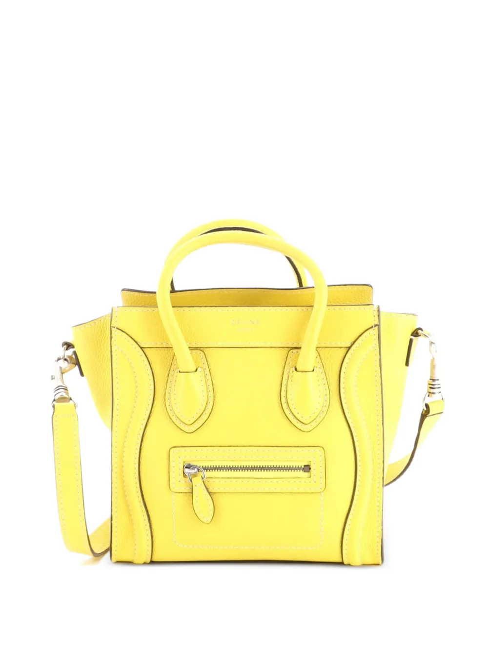Celine Pre-Owned Luggage Bag Nano Umhängetasche aus gekörntem Leder - Gelb
