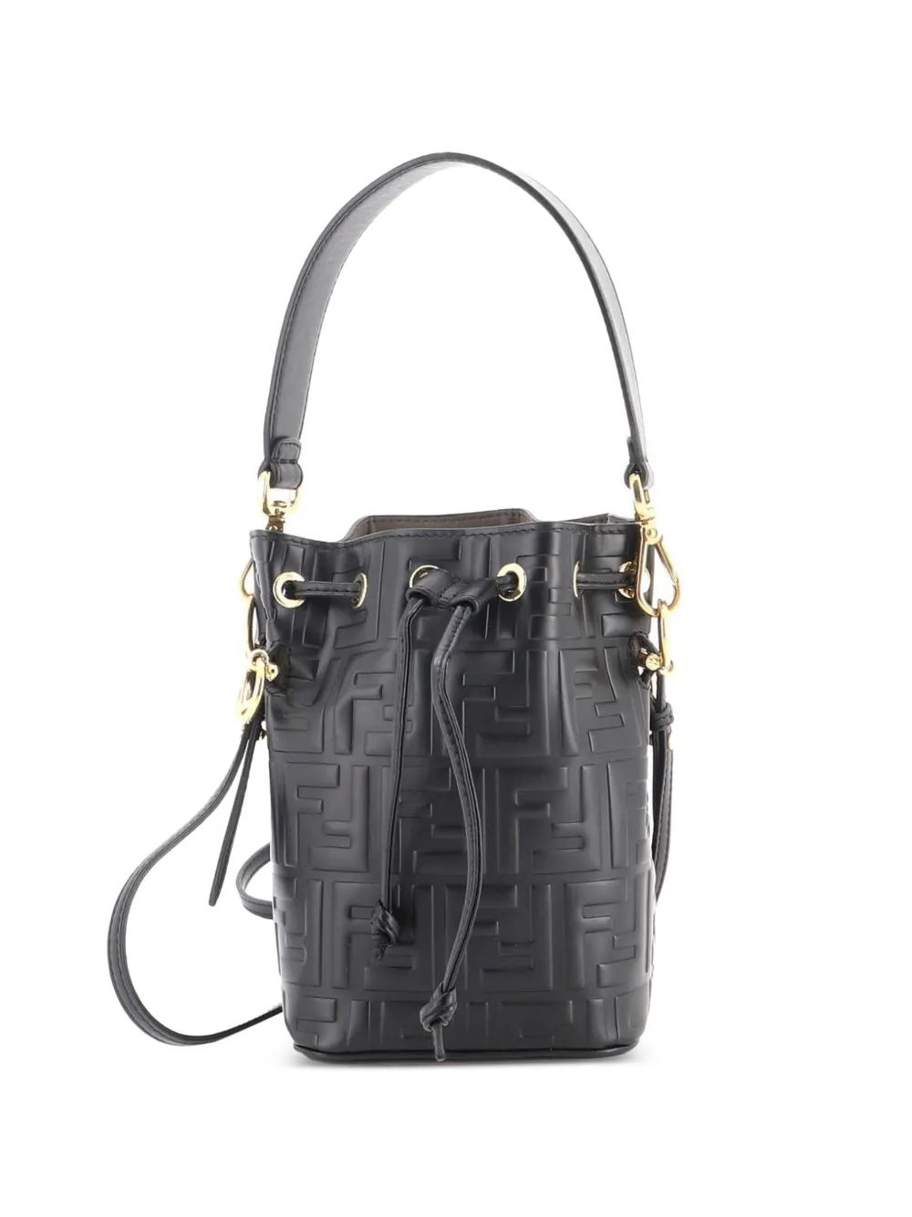 Fendi Pre-Owned sac seau Mon Trésor en cuir à motif Zucca embossé format mini - Noir Fendi Pre-Owned sac seau Mon Trésor en cuir à motif Zucca embossé format mini - Noir