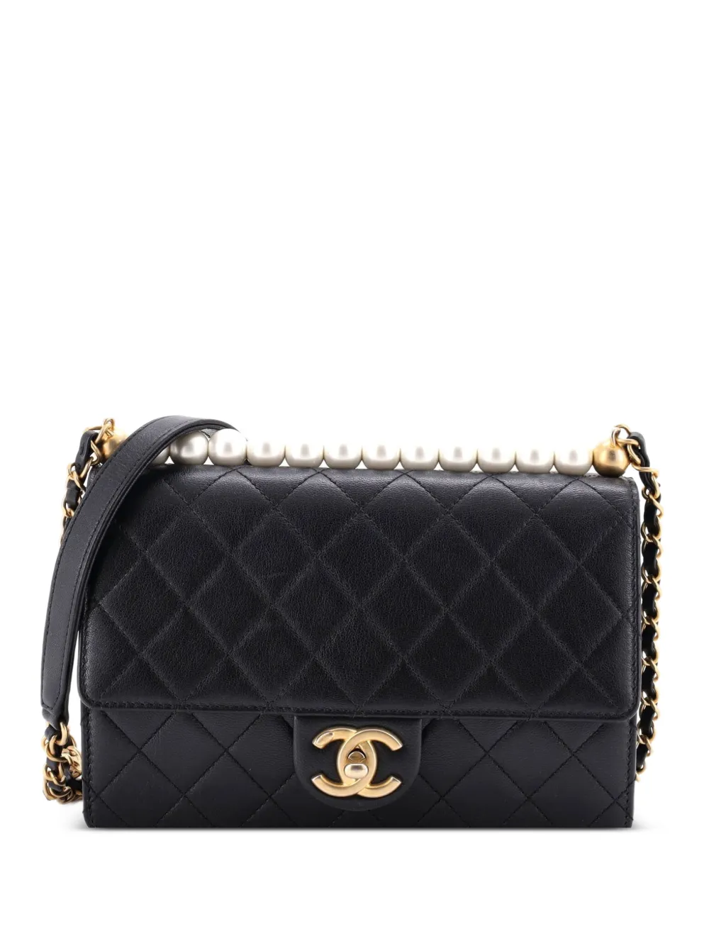 CHANEL Pre-Owned Chic Pearls Flap Bag Quilted Lambskin Small shoulder bag - Nero