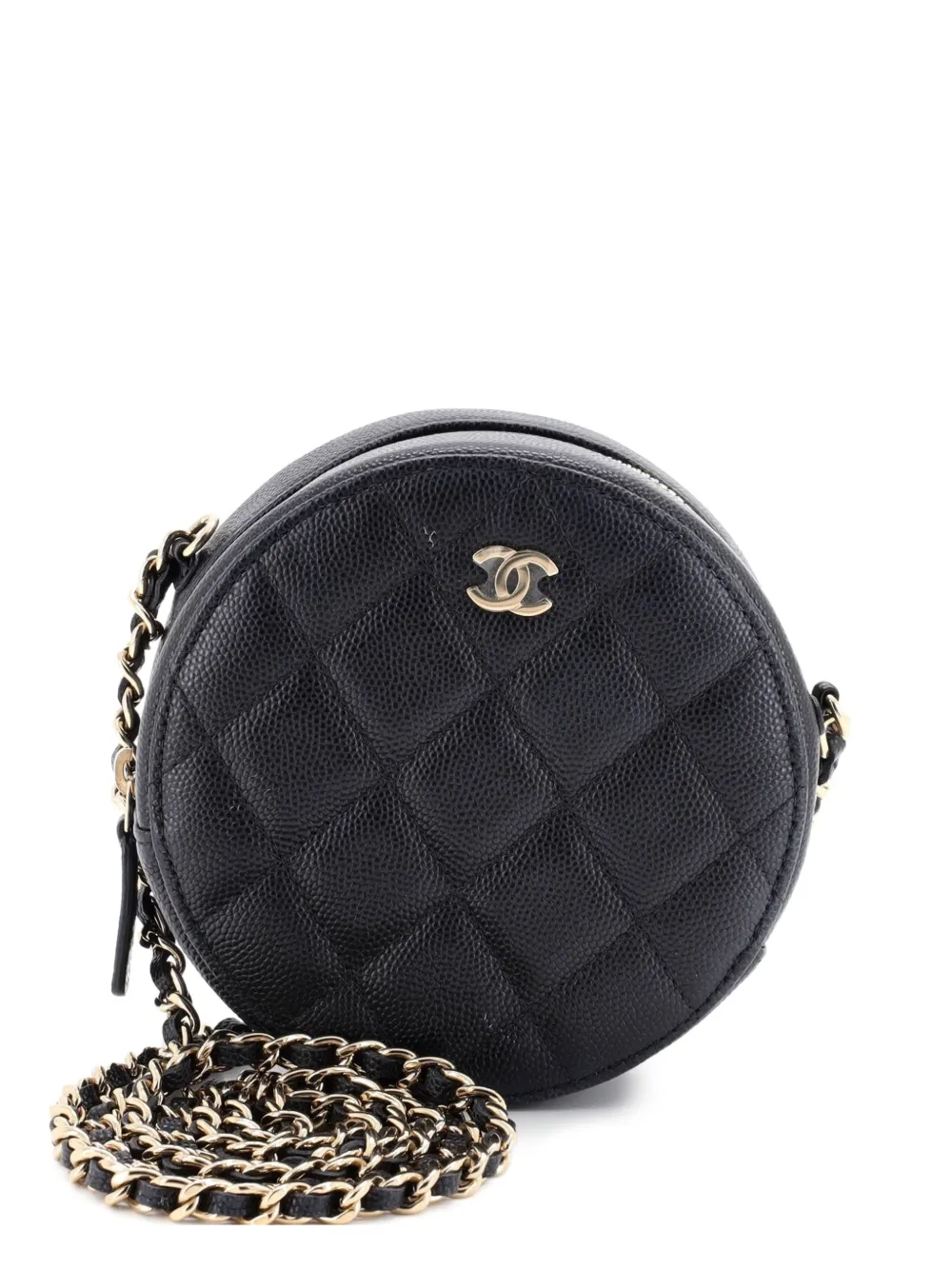 CHANEL Pre-Owned Round Clutch with Chain Quilted Caviar Mini crossbody bag - Nero