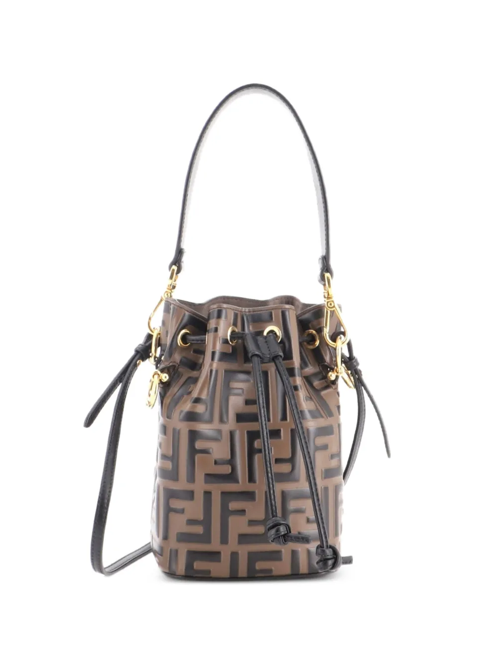Fendi Pre-Owned sac seau Mon Trésor en cuir à motif Zucca embossé format mini - Marron Fendi Pre-Owned sac seau Mon Trésor en cuir à motif Zucca embossé format mini - Marron
