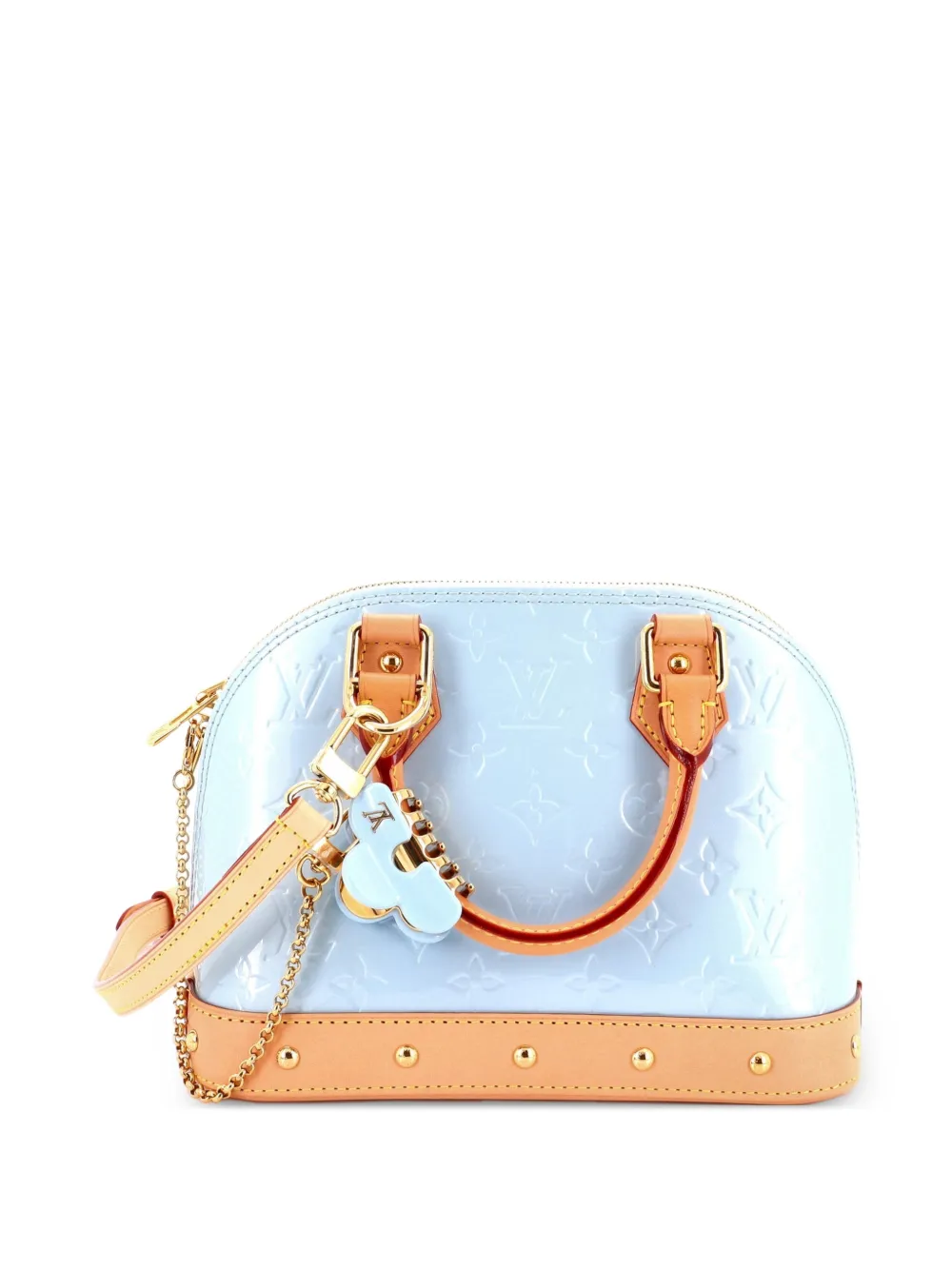 Louis Vuitton Pre-Owned Alma Charm Chain Handtasche Monogram Vernis BB Satchel-Tasche - Blau