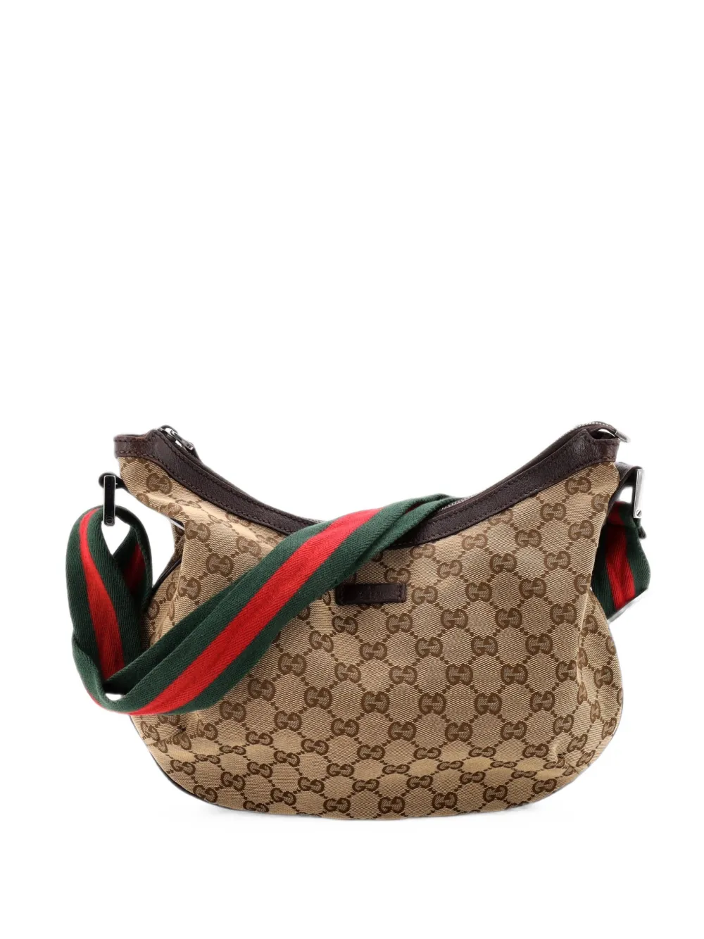 Gucci Pre-Owned Saddle Zip Messenger Bag GG Canvas with Leather Medium crossbody bag - Marrone