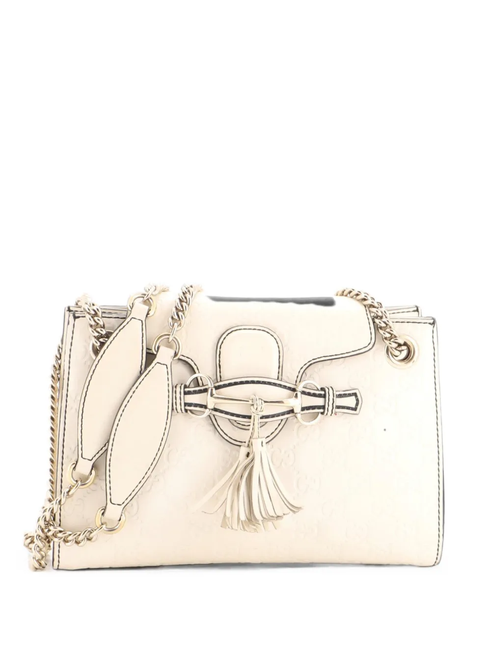 Gucci Pre-Owned Emily Chain Flap Guccissima Leather Small shoulder bag - Bianco