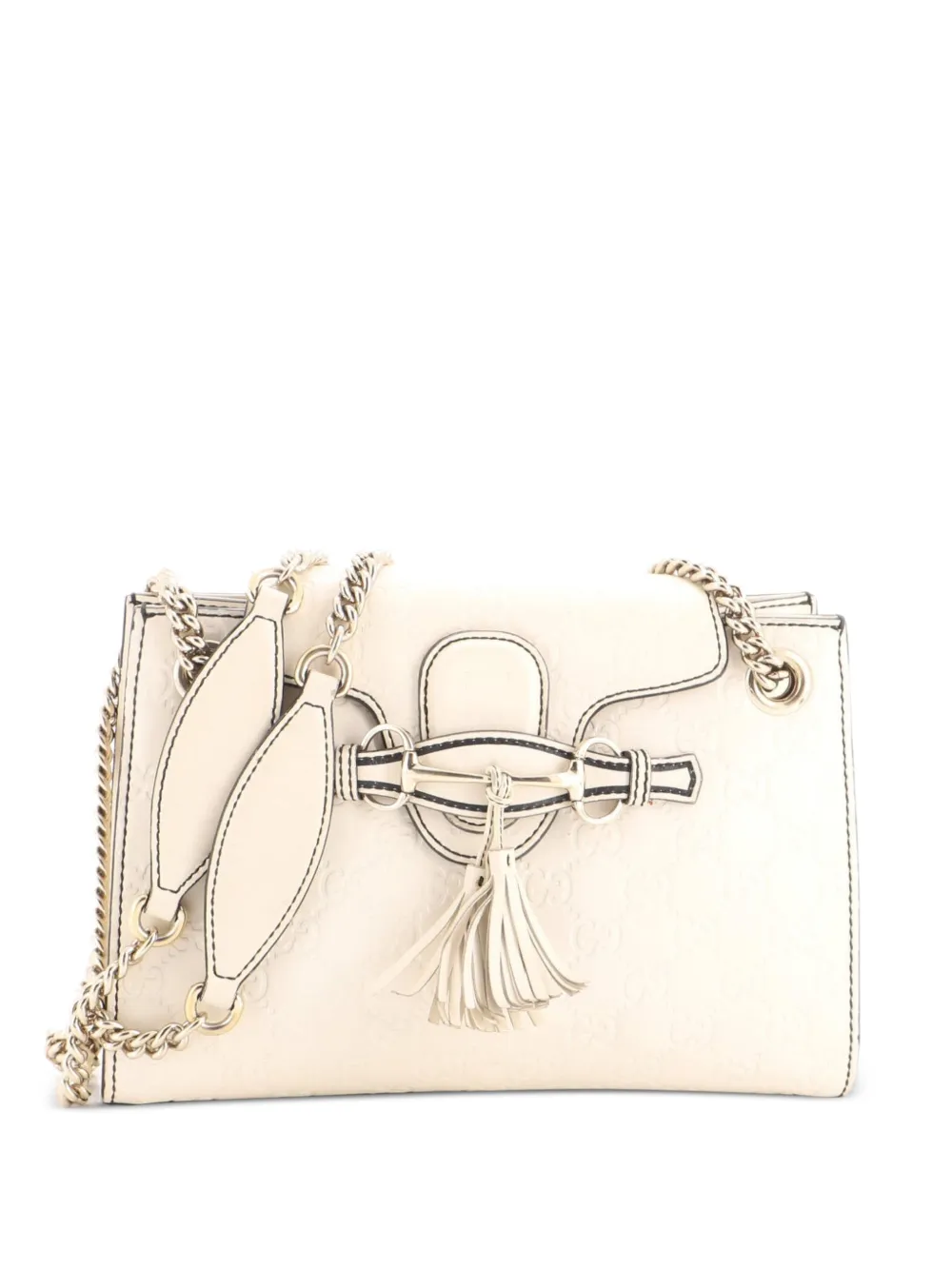 Gucci Pre-Owned Emily Chain Flap Guccissima Leather Small shoulder bag - Bianco