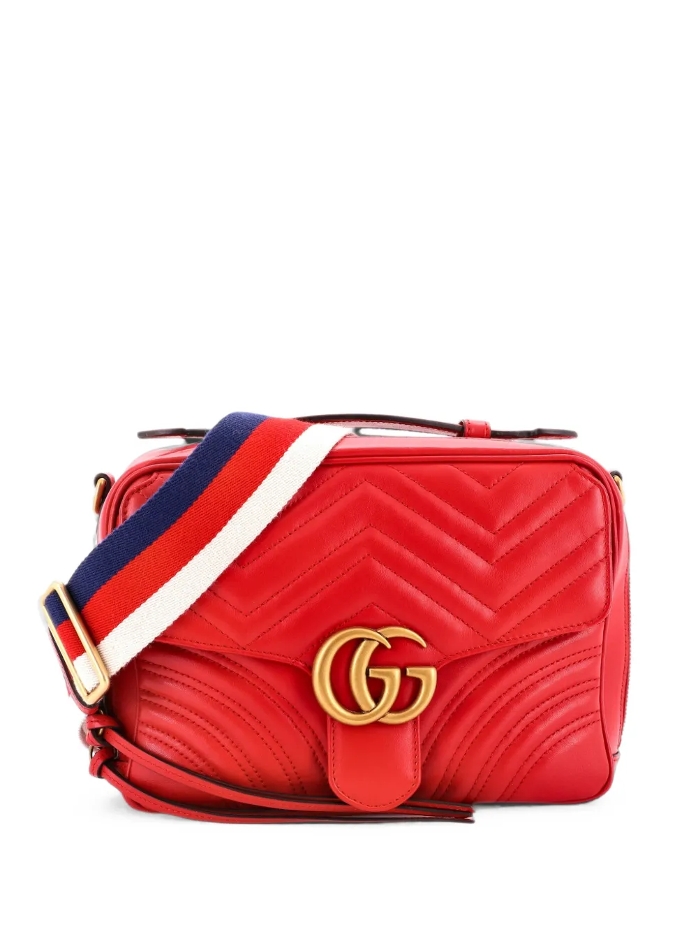 Gucci Pre-Owned GG Marmont Zip Around Camera Bag Matelasse Leather Small shoulder bag - Rosso