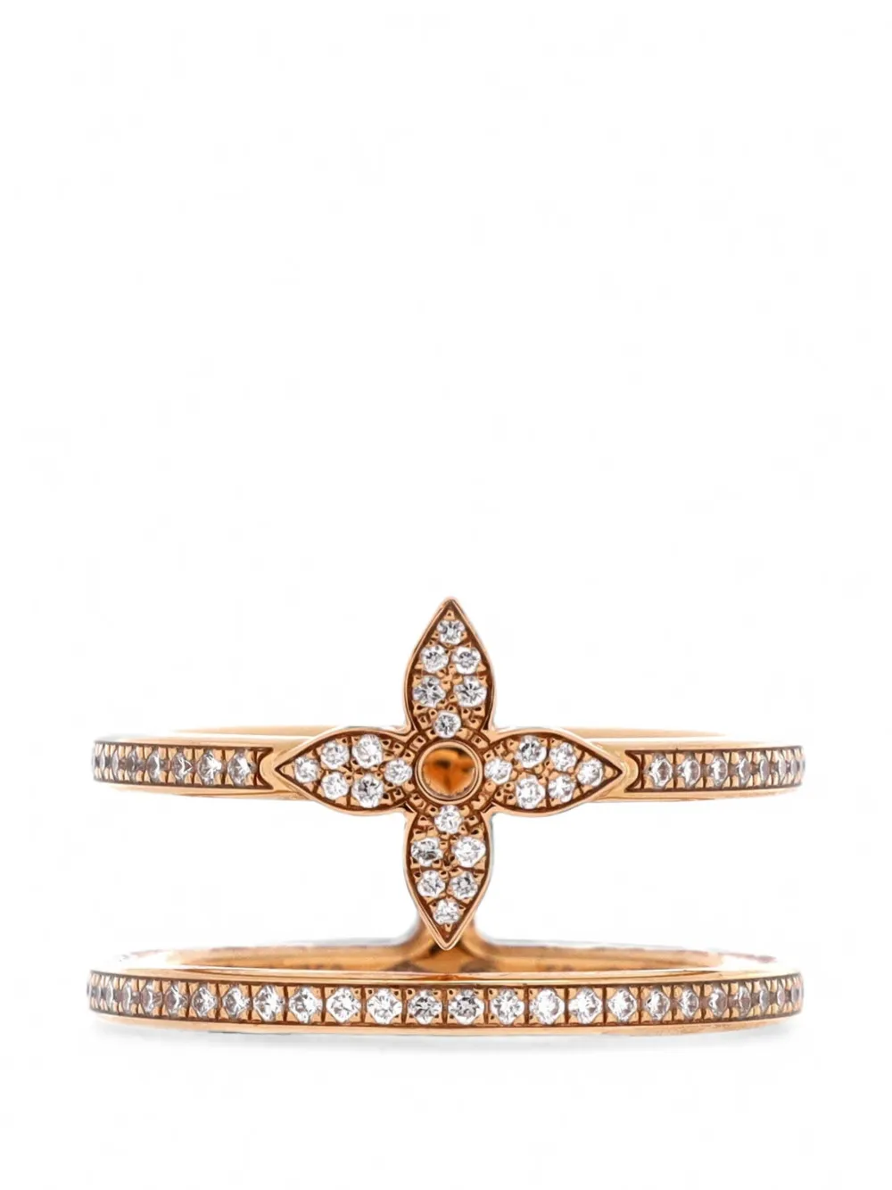Louis Vuitton Pre-Owned Idylle Blossom Two-Row 18K Rose Gold and Diamonds ring - Rosa