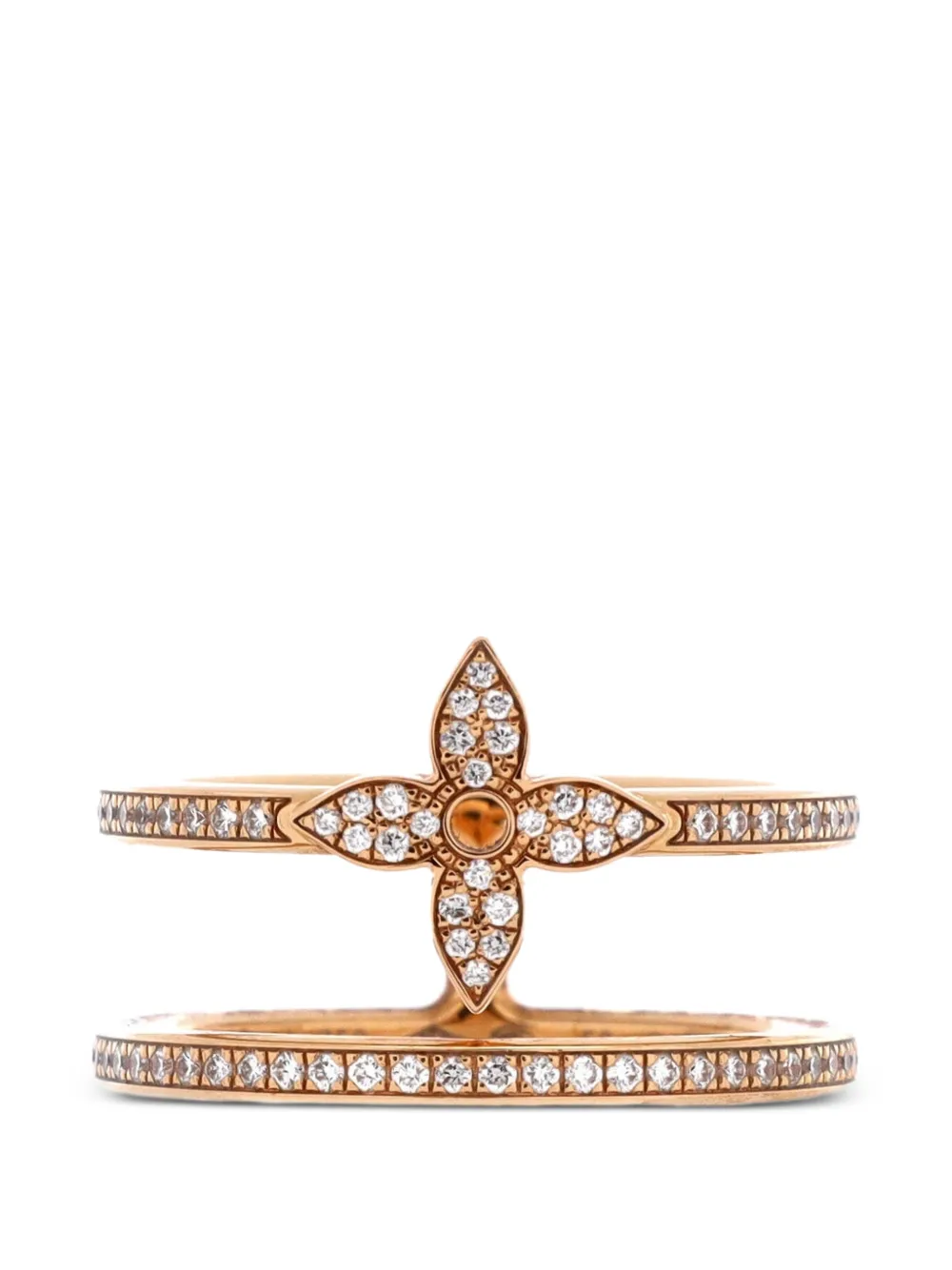 Louis Vuitton Pre-Owned Idylle Blossom Two-Row 18K Rose Gold and Diamonds ring - Rosa