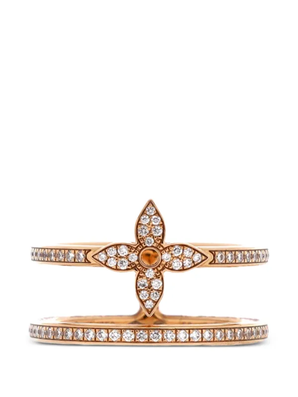 Louis Vuitton Pre-owned Idylle Blossom Two-row 18K Rose Gold and Diamonds Ring in Pink