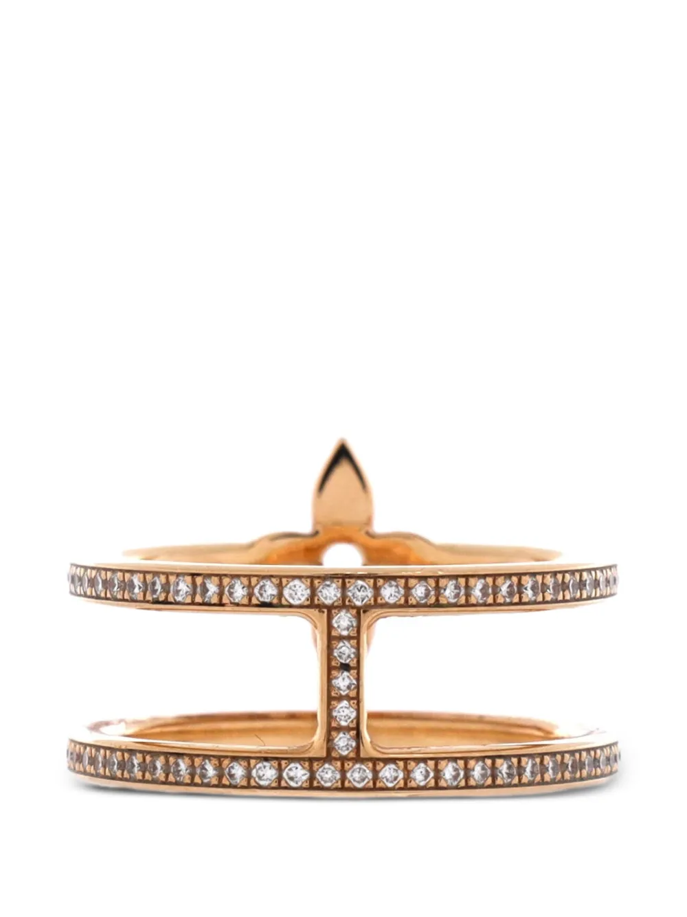Louis Vuitton Pre-owned Idylle Blossom Two-row 18K Rose Gold and Diamonds Ring in Pink, view 2