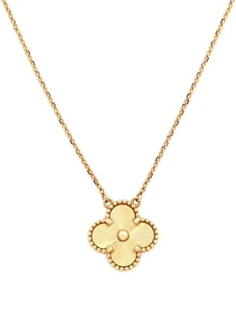 Van Cleef & Arpels Pre-Owned Vintage Alhambra Pendant Guilloche 18K Yellow Gold necklace