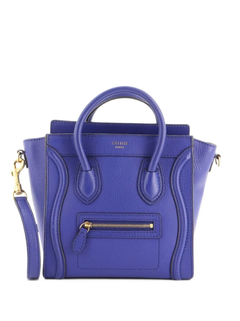 Celine Pre-Owned Luggage Bag Nano Umhängetasche aus gekörntem Leder - Blau