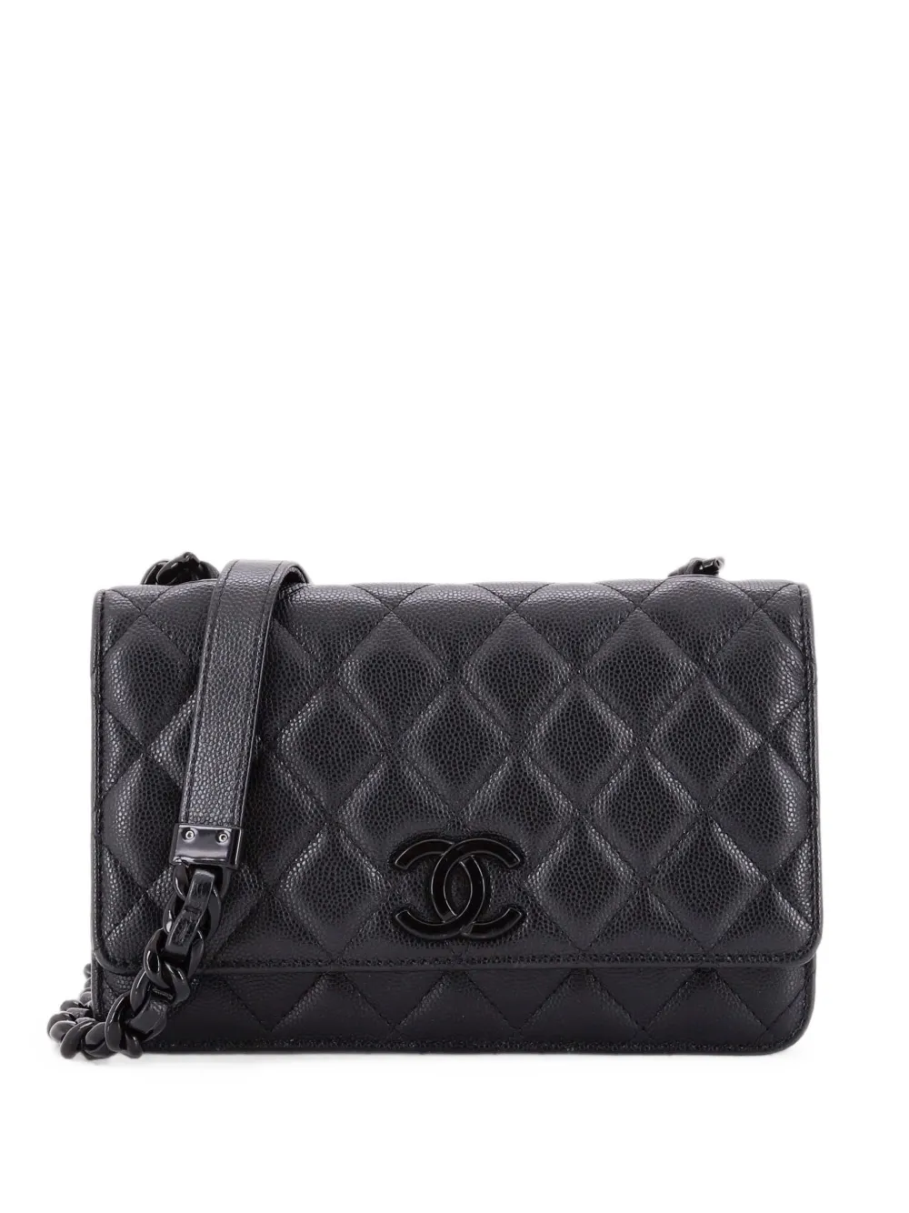 CHANEL Pre-Owned Borsa a tracolla My Everything Wallet on Chain in pelle Caviar trapuntata con catena - Nero