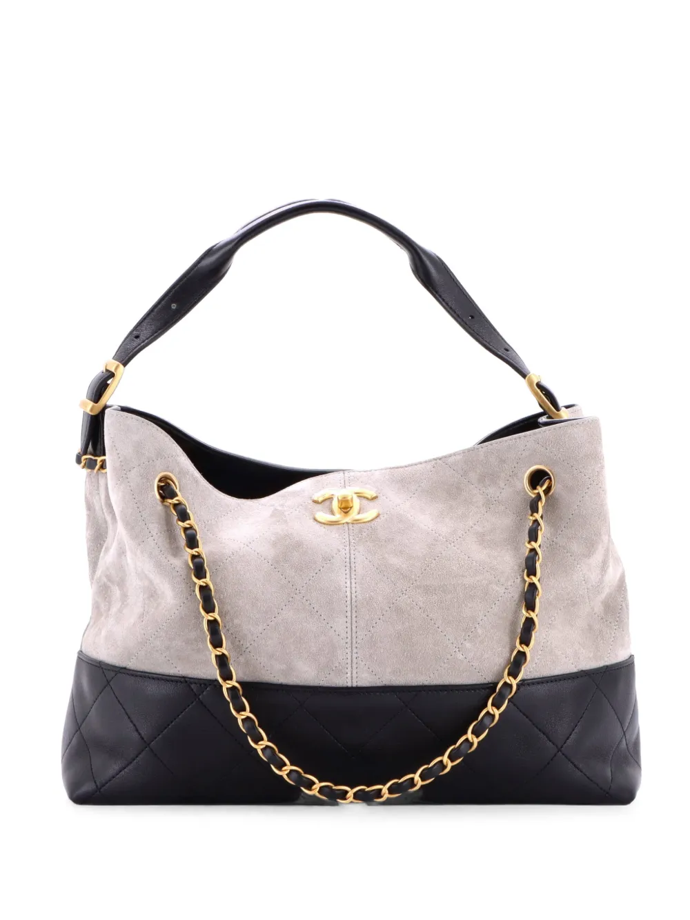 CHANEL Pre-Owned Coco Base Shopping Bag Quilted Suede and Lambskin Small hobo bag - Nero