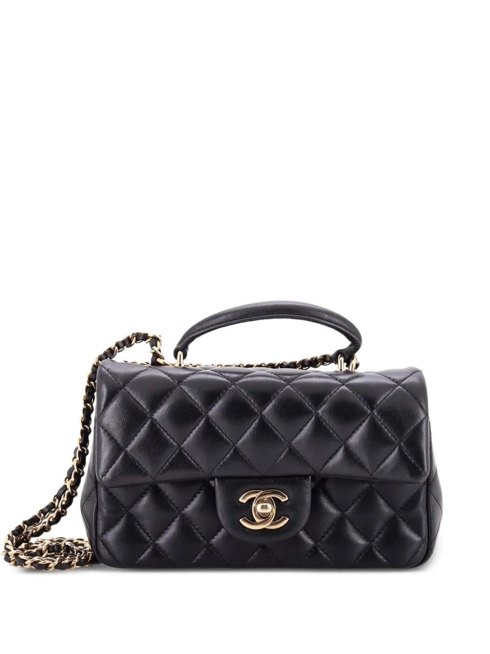 CHANEL Pre-Owned Classic Single Flap Top Handle Bag Quilted Lambskin Mini shoulder bag - Nero