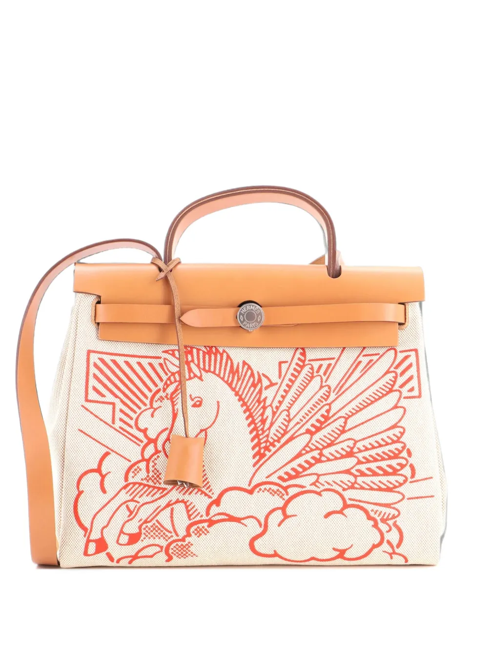 Hermès Pre-Owned sac porté épaule Herbag 31 zippé en toile Pégase Pop et cuir - Marron