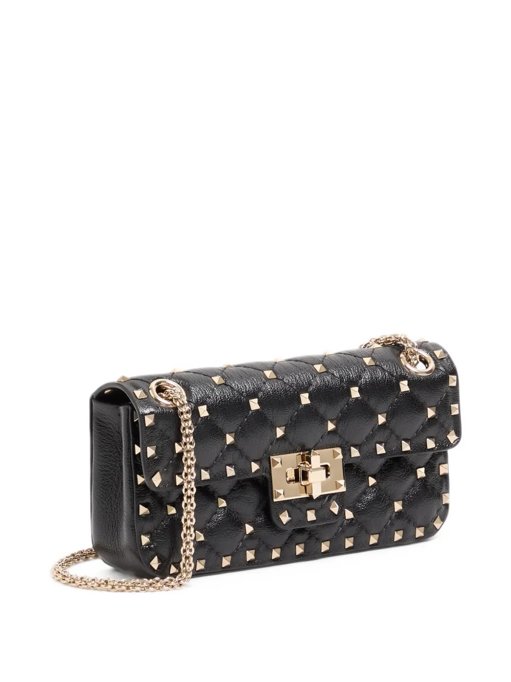 Valentino Garavani Rockstud Spike small shoulder bag in kidskin Zwart
