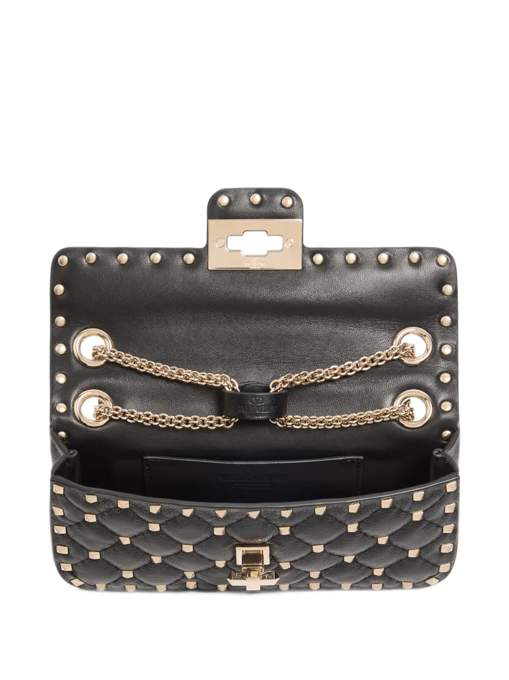 Valentino Garavani Rockstud Spike small shoulder bag in kidskin Zwart