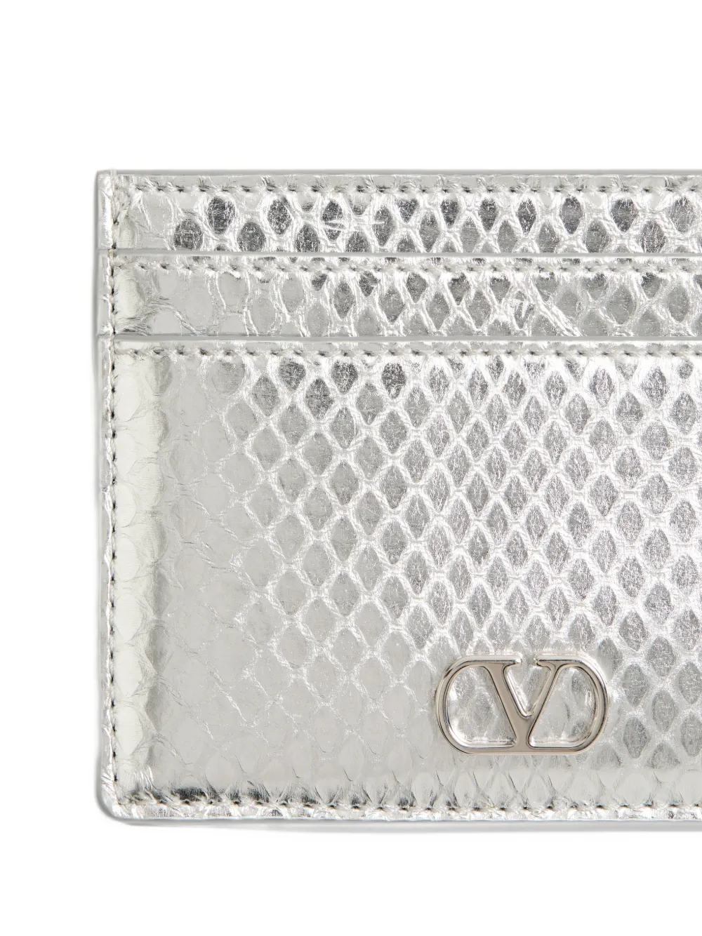 Valentino Garavani VLogo Signature cardholder in laminated ayers Zilver
