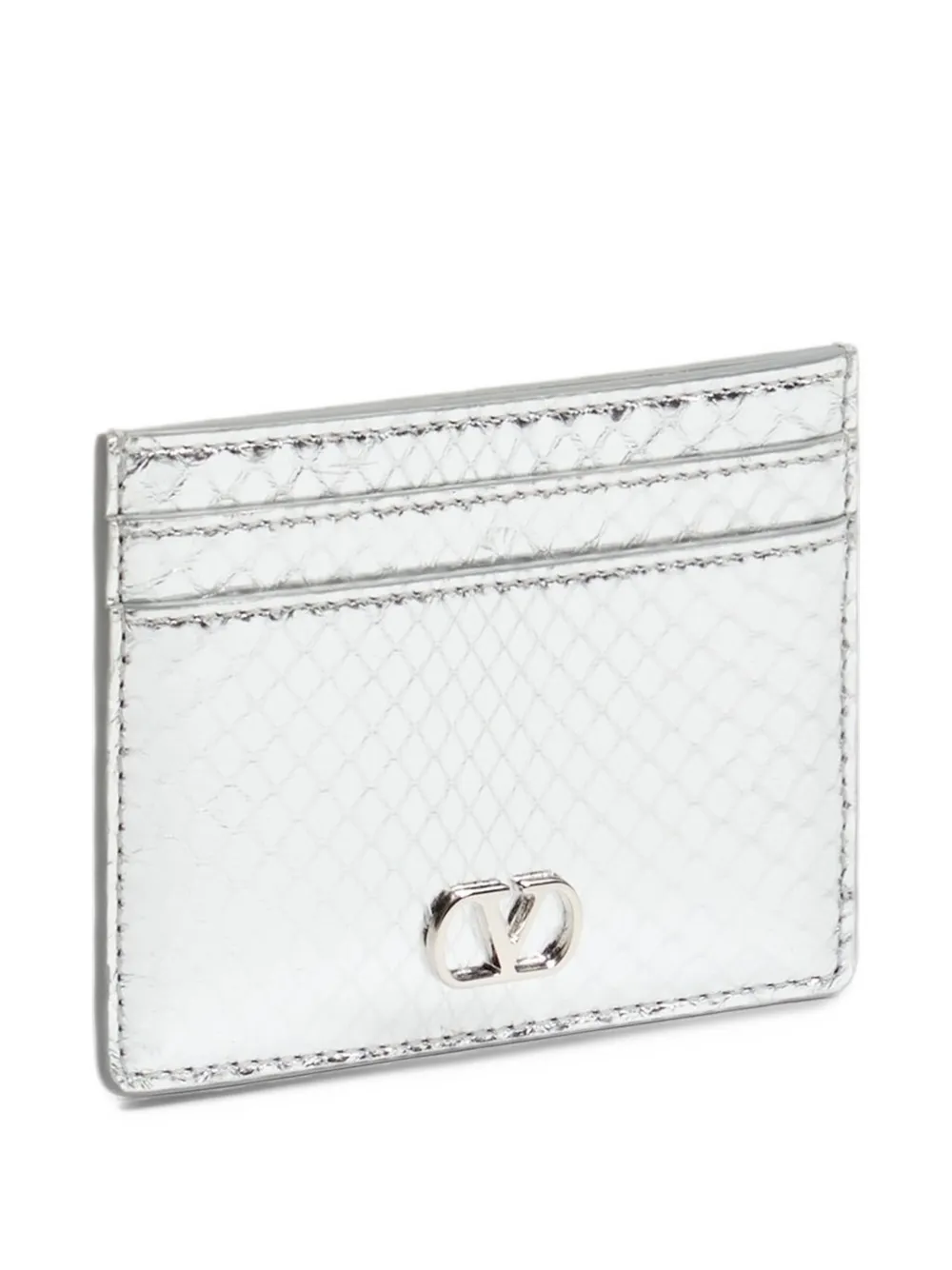 Valentino Garavani VLogo Signature cardholder in laminated ayers Zilver