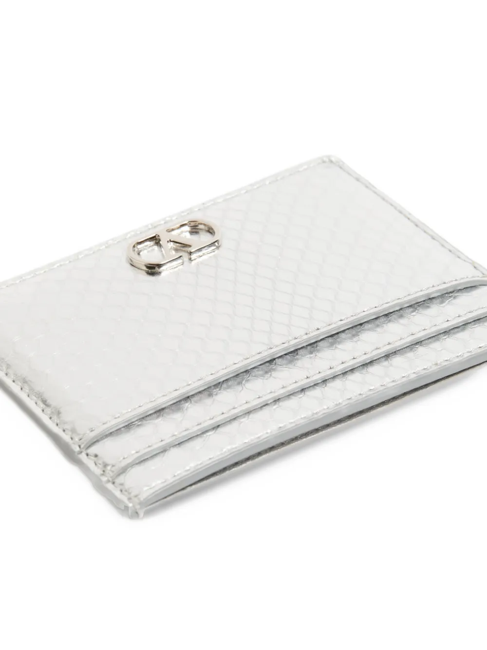 Valentino Garavani VLogo Signature cardholder in laminated ayers Zilver