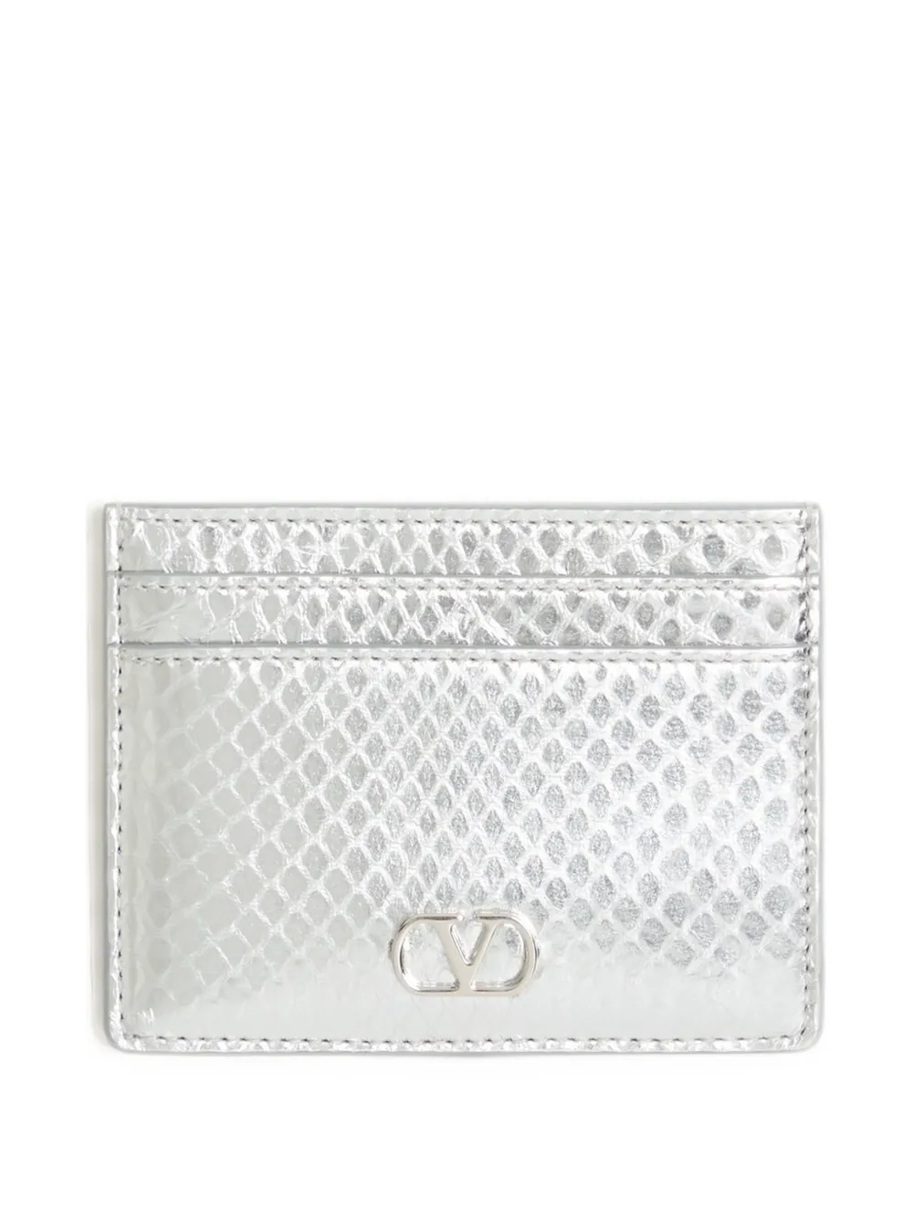 Valentino Garavani VLogo Signature cardholder in laminated ayers - Argento
