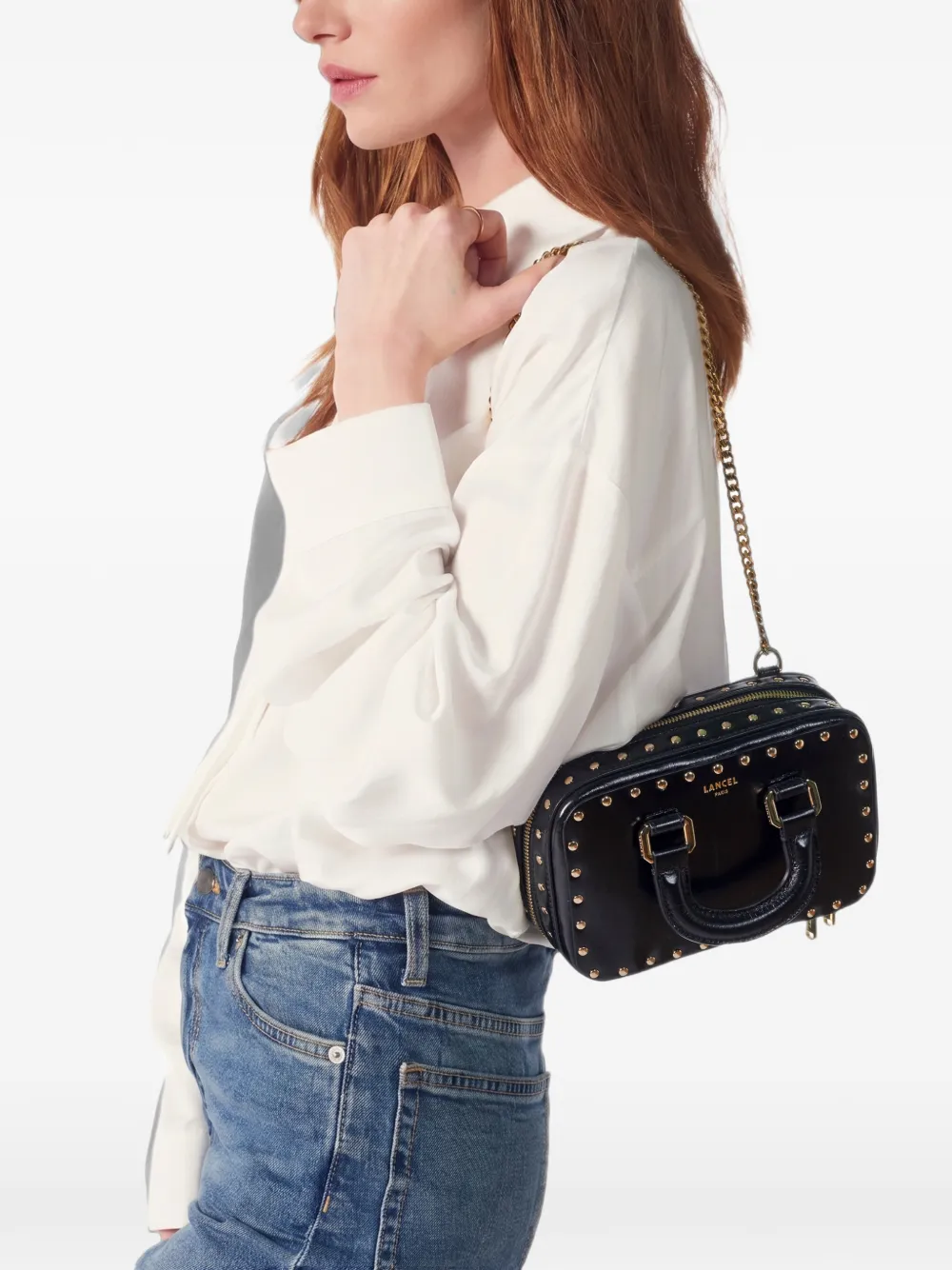 Lancel BCBG vanity-schoudertas met studs Zwart