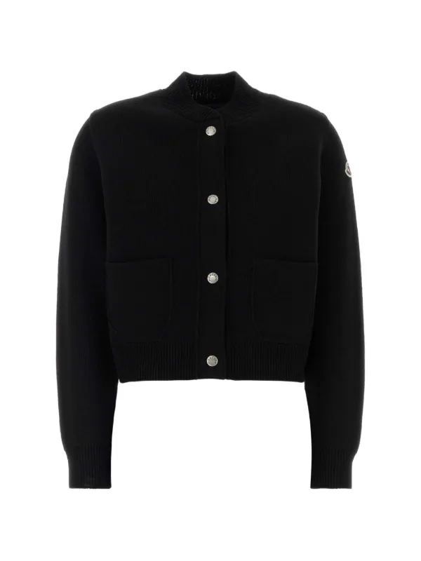 Moncler Padded-panel Logo-patch Cardigan in Black