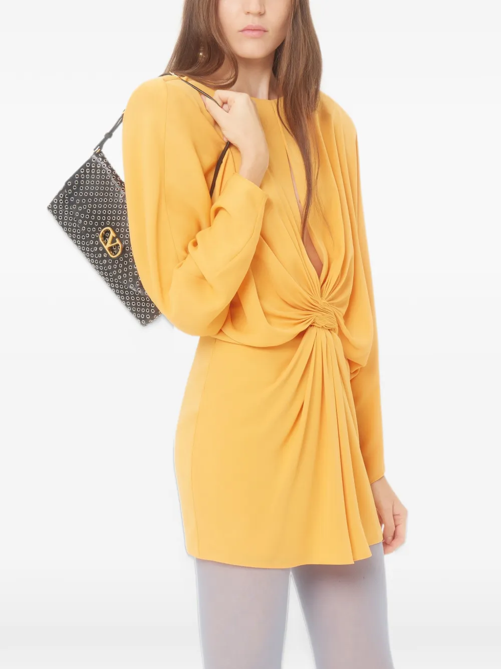 Valentino Garavani DeVain eyelet-embellished shoulder bag Zwart