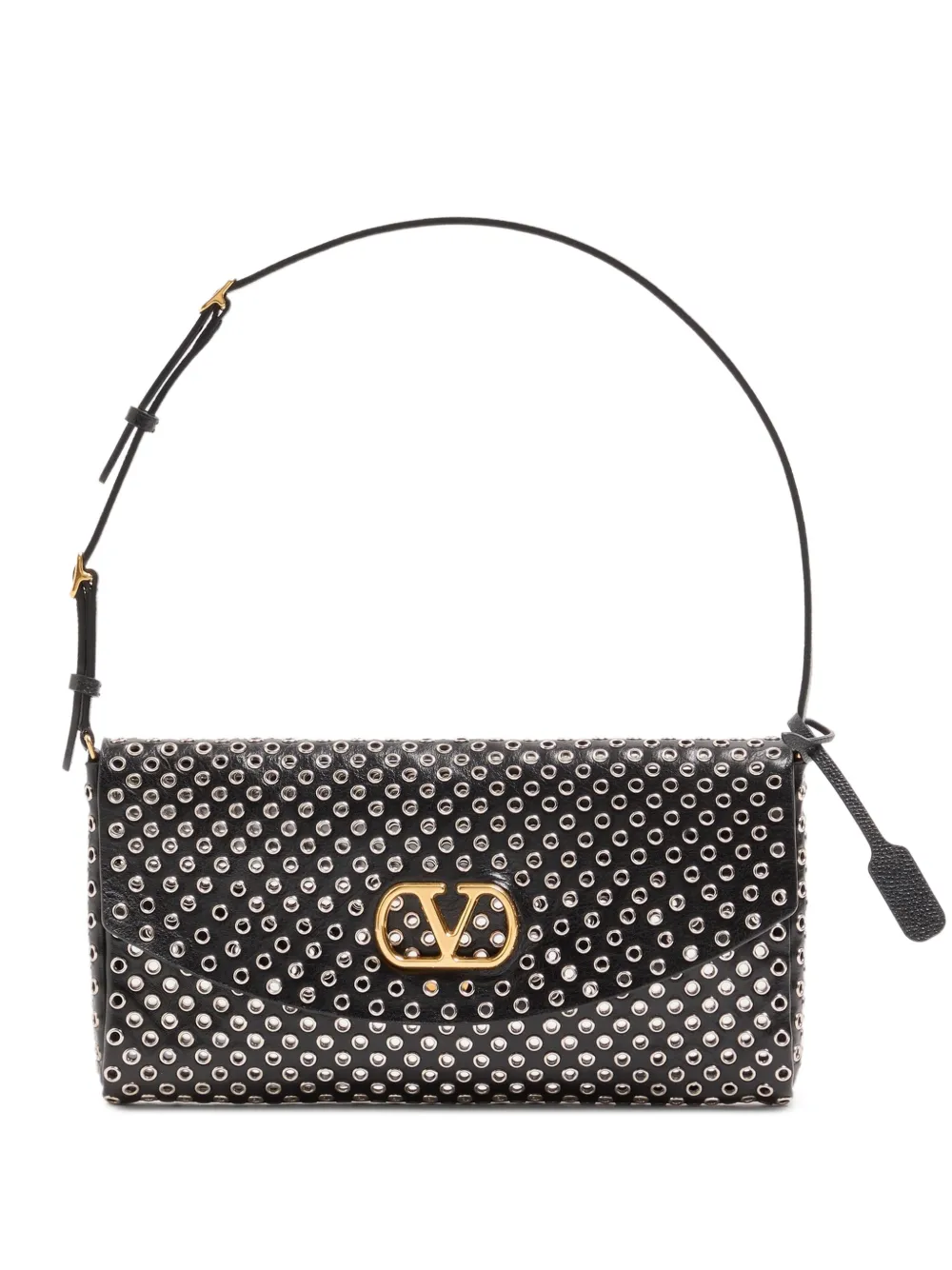 Valentino Garavani DeVain eyelet-embellished shoulder bag Zwart
