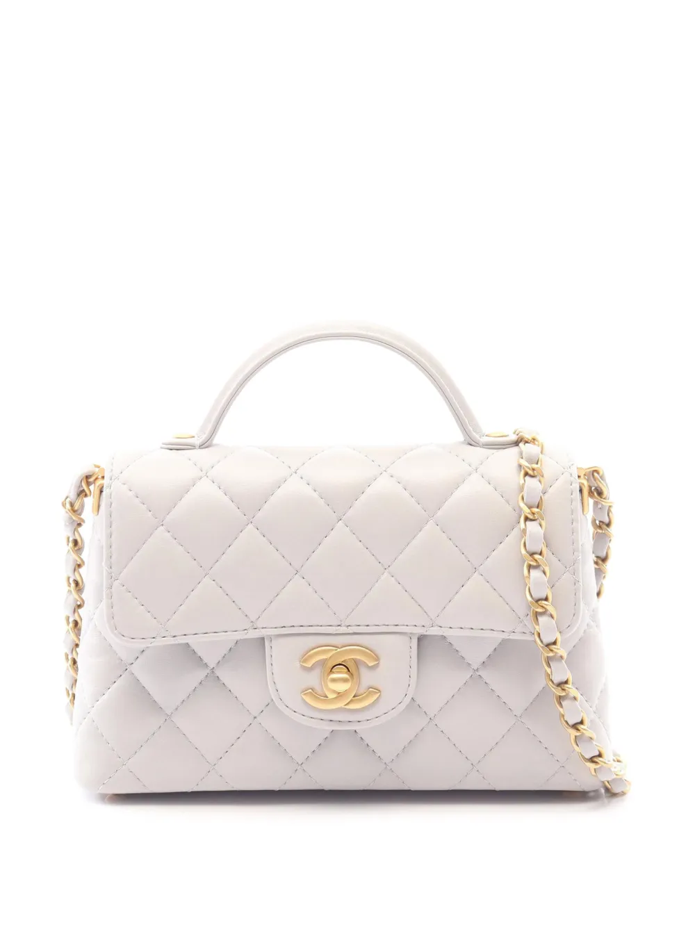 CHANEL Pre-Owned 2021-2026 CC Quilted Lambskin Top Handle Flap satchel - Grigio
